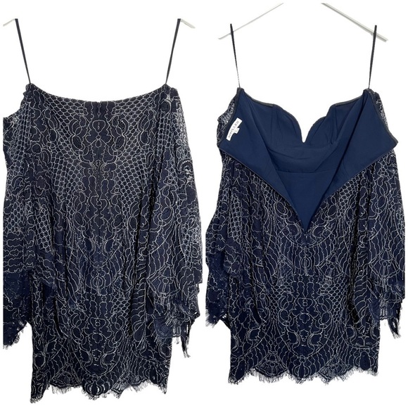Shona Joy Navy Lace Bustier Dress Size 4 - Picture 13 of 16